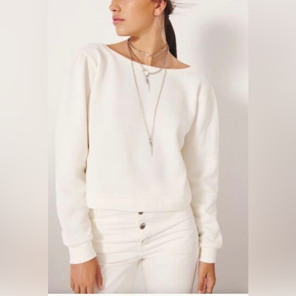 NWT BA&SH FEY CROPPED SUPER SOFT LOW BACK SWEATSHIRT - Picture 4 of 12